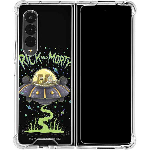 Adult Swim Rick and Morty Spaceship Galaxy Z Fold4 5G Clear Case